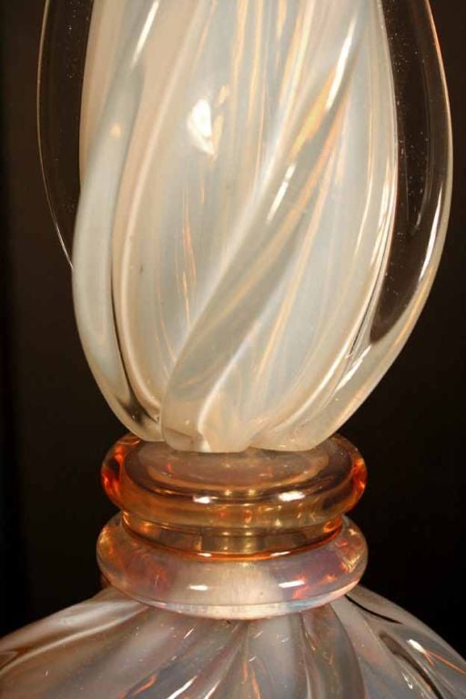 Italian Seguso Amber Opaline Glass Lamp by Marbro, circa 1960
