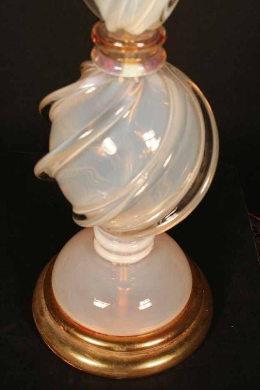 Seguso Amber Opaline Glass Lamp by Marbro, circa 1960 In Good Condition In New York, NY