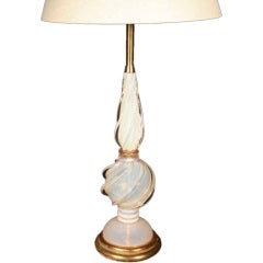 Seguso Amber Opaline Glass Lamp by Marbro, circa 1960