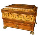 Vintage Regency Inlaid and Painted Rosewood Work Box. C 19th C