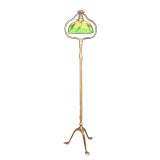 Used Bronze and Glass Tiffany Harp Floor Lamp, Early 20th C