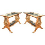 PAIR Jansen Eglomise Mirrored End Tables. Circa 20th Century