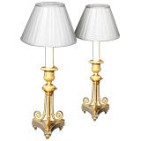 PAIR Louis XVI Style Candlestick/lamps C 19th C