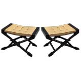 Pair of Mid Century Faux Bamboo Stool Benches