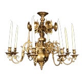 Antique Baroque-Style Brass Chandelier