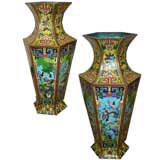 PAIR Chinese Cloisonné Enameled Vases. Late 19th C