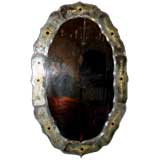 Oval Eched Glass Mirror France . C .1940