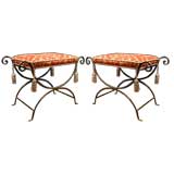 Vintage PAIR Hand-Forged Metal Benches. Circa 1960's