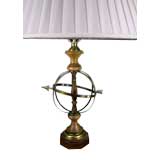 Single Wood And Brass Armillary Lamp