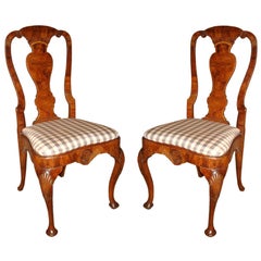 PAIR George II Walnut Side Chairs. C 1730