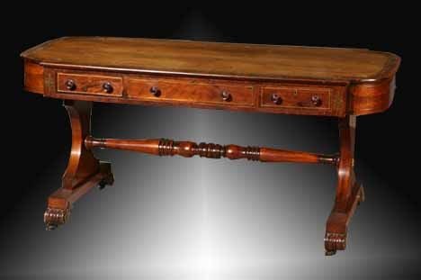 Regency Brass Inlaid Rosewood Library Table. C1815