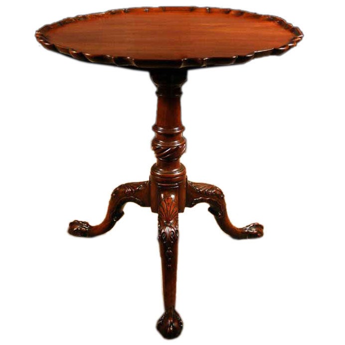 Georgian Mahogany Piecrust Table, Mid-18th Century For Sale