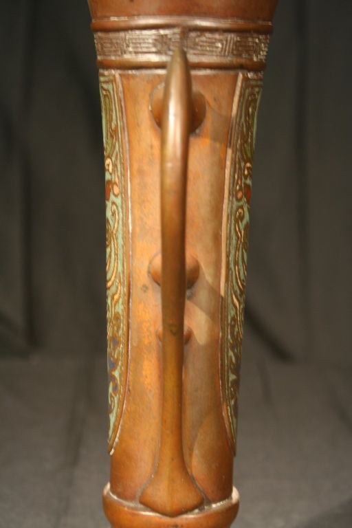 Pair of Chinese Bronze Champleve Vases, 19th Century For Sale 1