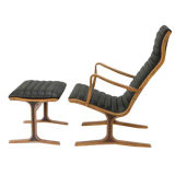 Vintage Japanese Modern lounge chair and ottoman. C1970