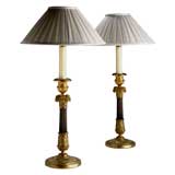 PAIR Charles X Ormolu, Patinated -Bronze Lamps