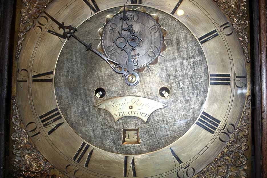 George III black japanned longcase clock. Late 18th C 1