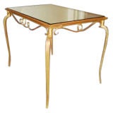A Gilt -Metal And Mirrored  Glass Side Table