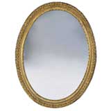 Vintage Victorian Carved Giltwood Oval Mirror Mid -19th C