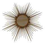 Chaty Vallauris Brass Sunburst Mirror, French C 1950's