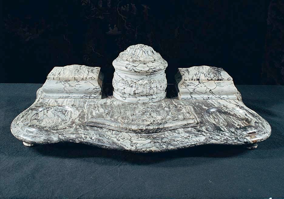Belgium Marble Inkstand. Late 19th C