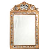 Jansen Attributed Silver & Gilt Decorated Eglomise Mirror