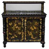 Regency Black Lacquer Chinoiserie Cabinet. C1815