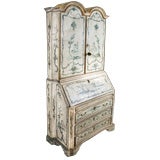 Rococo-Style Painted Bureau Bookcase. Early 20thC