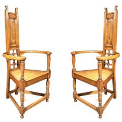 PAIR Oak "Godwin" Armchairs. English Circa 1880