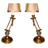 PAIR Brass Swing Arm Lamps. Early 20th C PAIR Brass Swing Arm Lamps. Early 20th C
