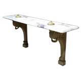 Jansen Painted & Gilt Marble Top Console Table. Mid 20th Century