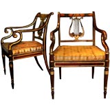 PAIR Regency Rosewood Grain -Painted Chairs. C1805