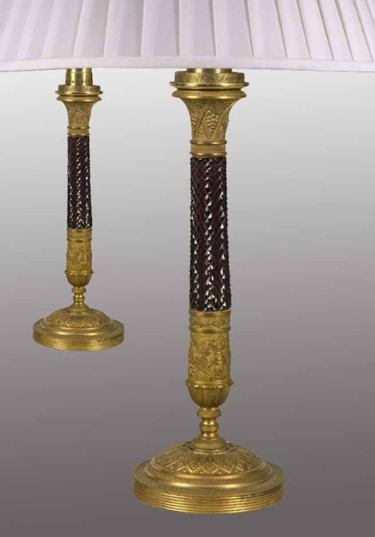 PAIR Louis Philippe Candlestick Lamps. C1830-40