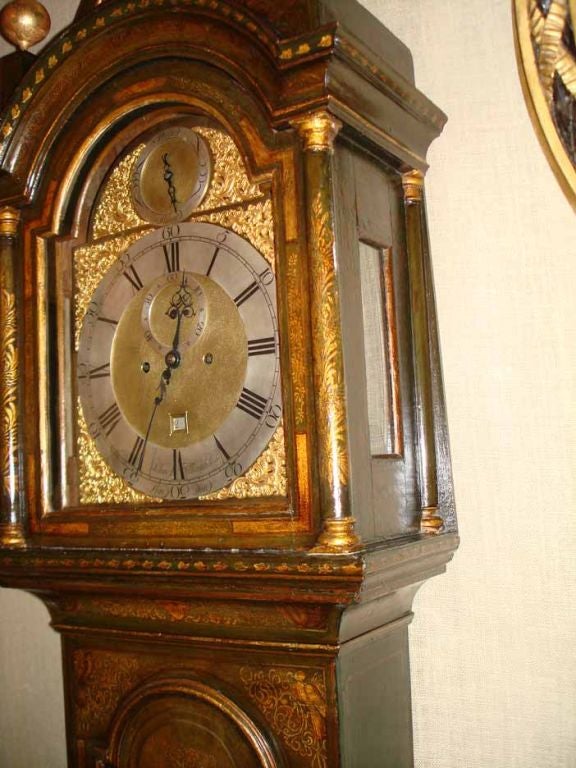 George II Green Lacquer Clock, J. Monkhouse, C. 1750 2