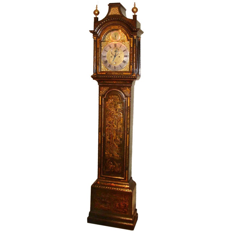 George II Green Lacquer Clock, J. Monkhouse, C. 1750