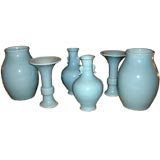 Group, 3 PAIRS Blue Glazed Vases. 20th C