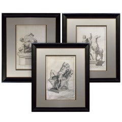 Three Engravings by Rossi "Statues of Ancient and Modern Rome, " circa 1700