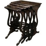 Chinese Nest of 4 Black Lacquer Tables. C 1830