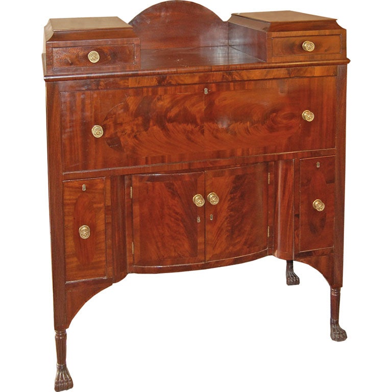 Rare Federal Mahogany Paw Foot Sideboard For Sale