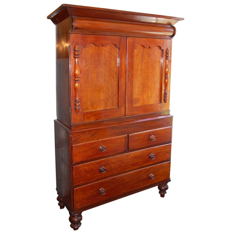 Mahogany and pine linen press For Sale