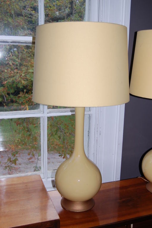 Pair of Yellow Ceramic Lamps
