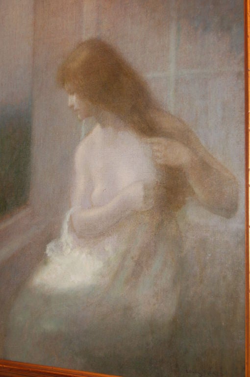 Impressionist Oil on Canvas - Nude-  Louis Picard<br />
Great Period Frame