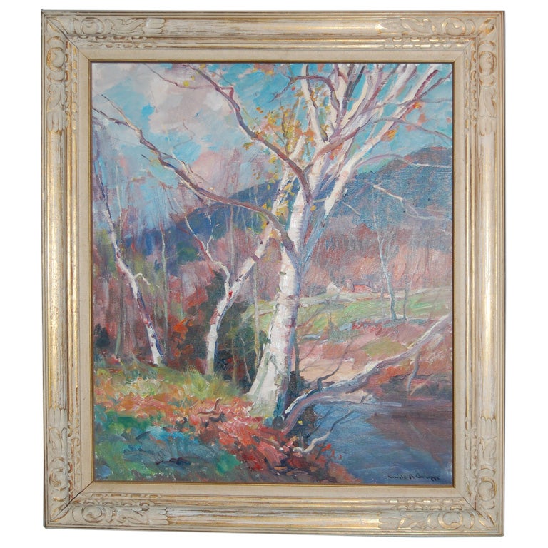 "Birches Along the River"  Emile A. Gruppe For Sale