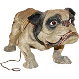 French 19th Century Papier Mache "Growler" Toy on Wheels