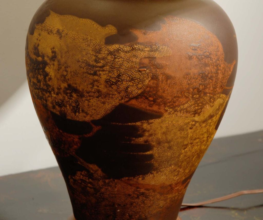 A Baluster Formed Ceramic Lamp with Glazed Detail
