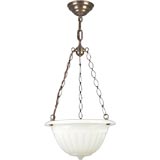 Antique An opaline glass inverted dome chandelier