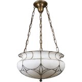 A leaded glass inverted dome chandelier