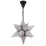 Antique A ten-point amethyst tinted holophane star pendant