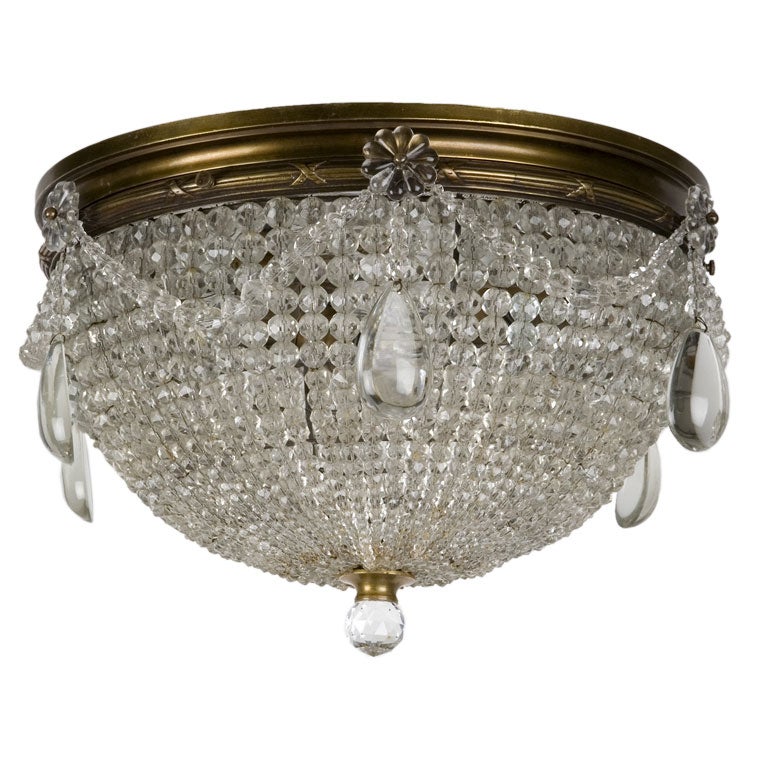 A beaded crystal flush mount