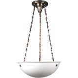 An etched glass inverted dome chandelier