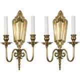 Antique A pair of two arm brass sconces